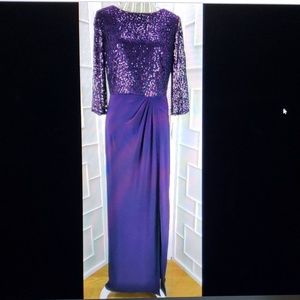 NWT Sz 8 Alex Evenings Eggplant Maxi Dress